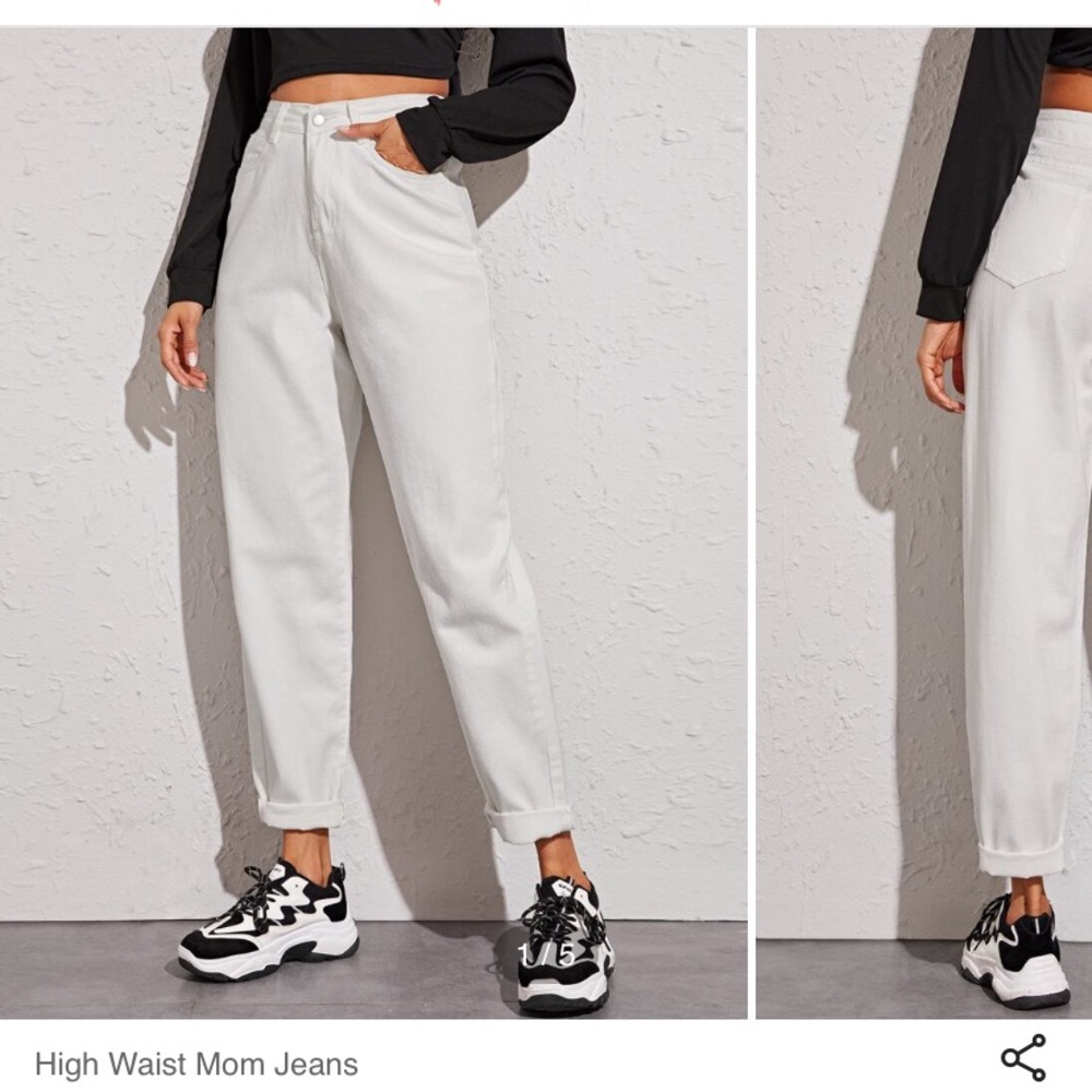 White high waisted mom jeans